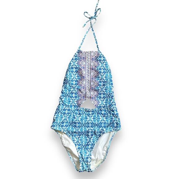 Nanette Lepore Seductress Seaside Tile Swimsuit Blue Size S - Picture 4 of 13